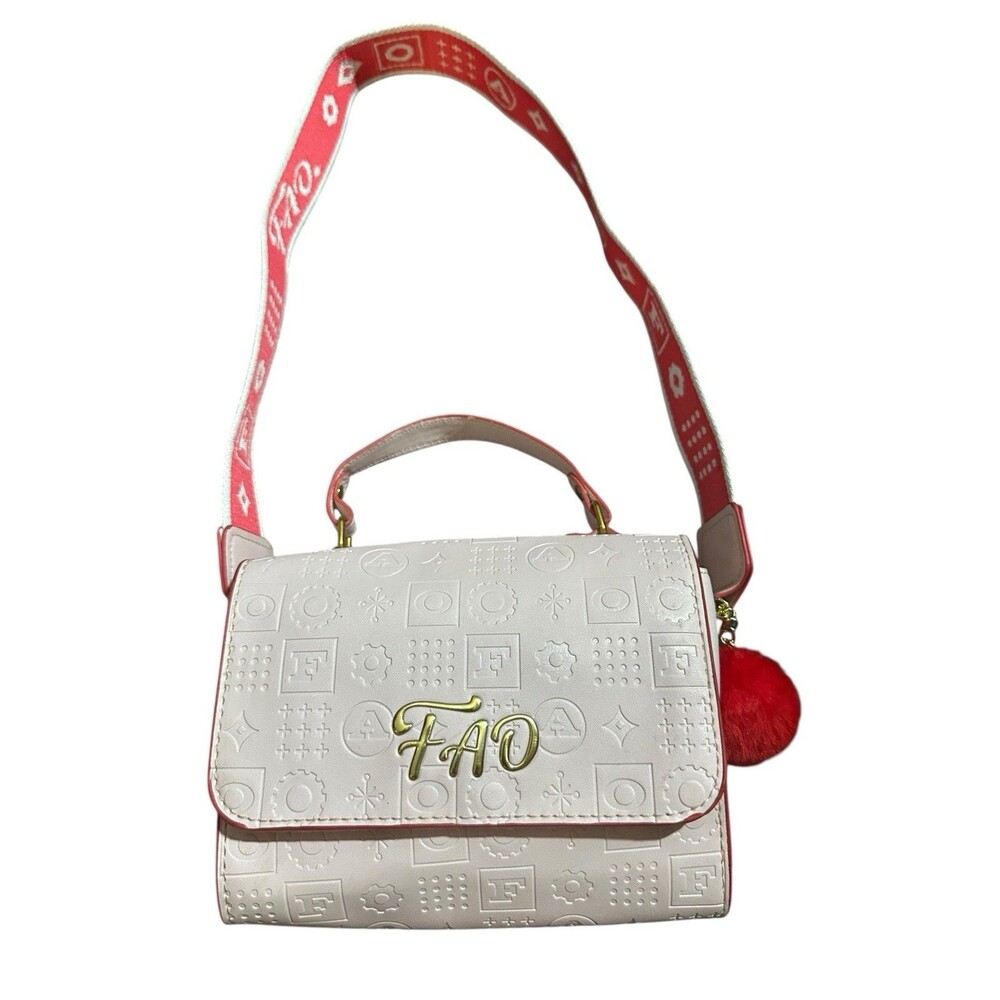 FAO SCHWARZ Glamour Girls Purse Pink Embossed Monogram Crossbody Flap Bag Charm